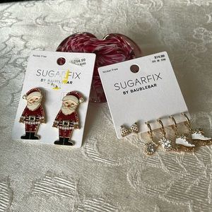 New on Cards Sugarfix Baublebar Pierced Earrings Santa & Winter Theme